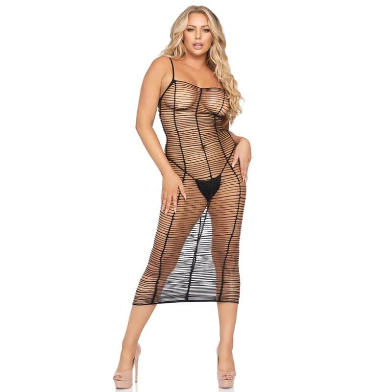 LEG AVENUE – ROBE MAXI EN FILET HORIZONTAL TAILLE UNIQUE