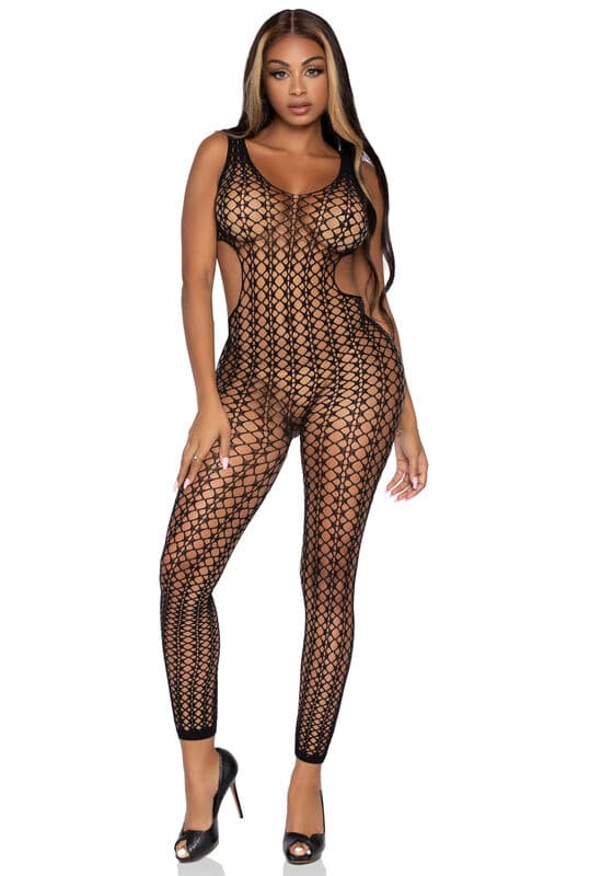 LEG AVENUE – BODYSTOCKING EN FILET TREILLIS TAILLE UNIQUE