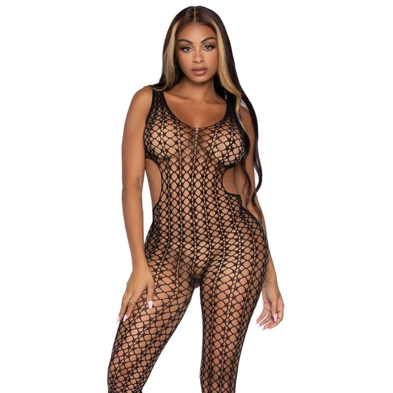 LEG AVENUE – BODYSTOCKING EN FILET TREILLIS TAILLE UNIQUE