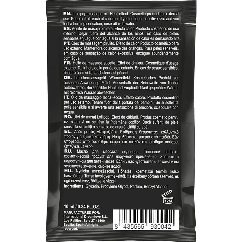 COQUETTE CHIC DESIRE – HUILE DE MASSAGE KISSABLE DE POCHE AVEC SUCETTE EFFET CHALEUR 10 ML