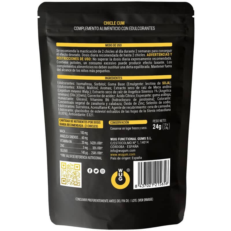 WUG SEX SENSE – CUM AUGMENTATION DE L »ÉJACULATION GOMME ET SPERME SAVEUR BANANE 10 UNITÉS