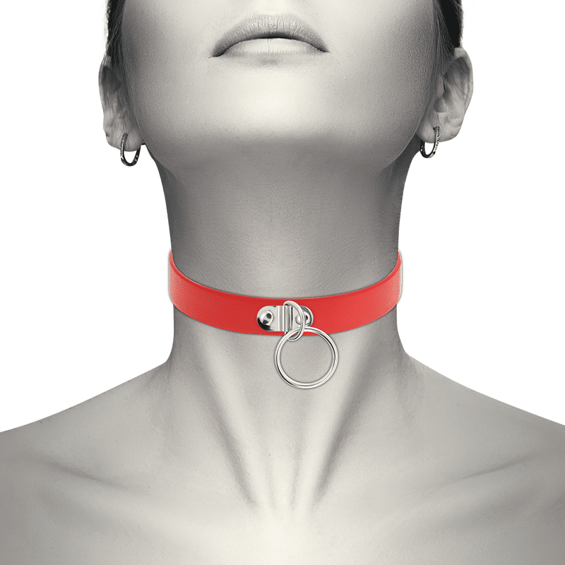 COQUETTE – CHIC DESIRE COLLIER CUIR VEGAN ROUGE FEMME ACCESSOIRE FÉTICHE