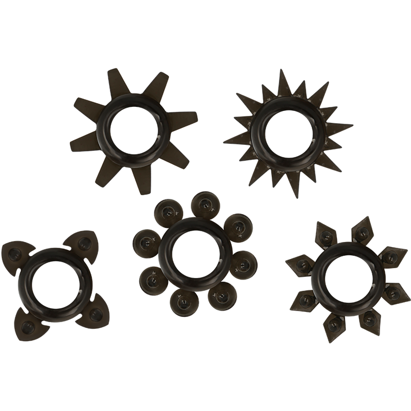 OHMAMA – LOT DE 5 ANNEAUX TESTICULES ET PÉNIS EN SILICONE