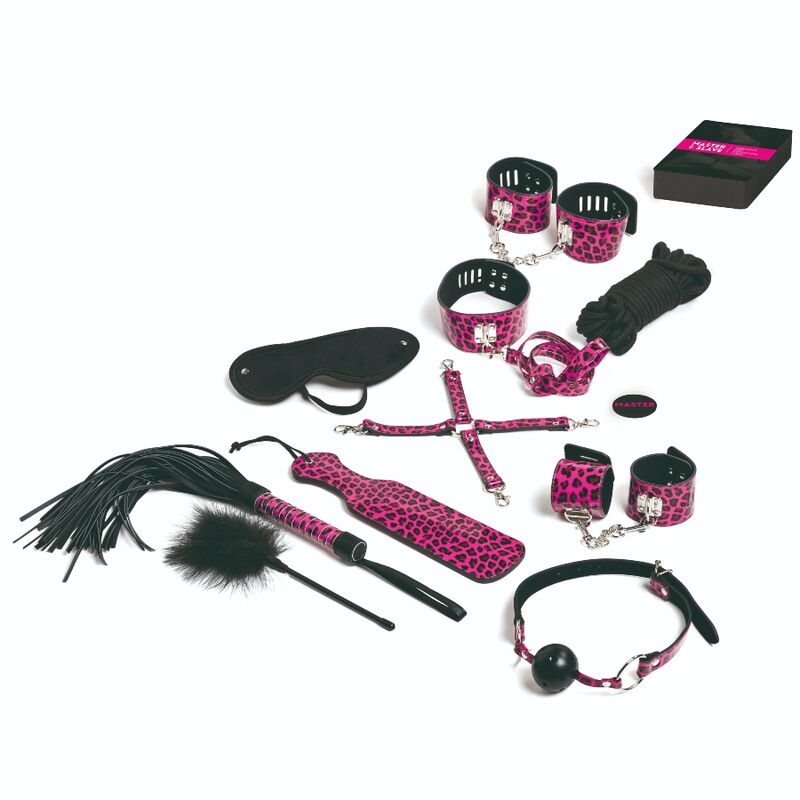 TEASE  PLEASE – SET 13 ACCESSOIRES DE BONDAGE MAGENTA