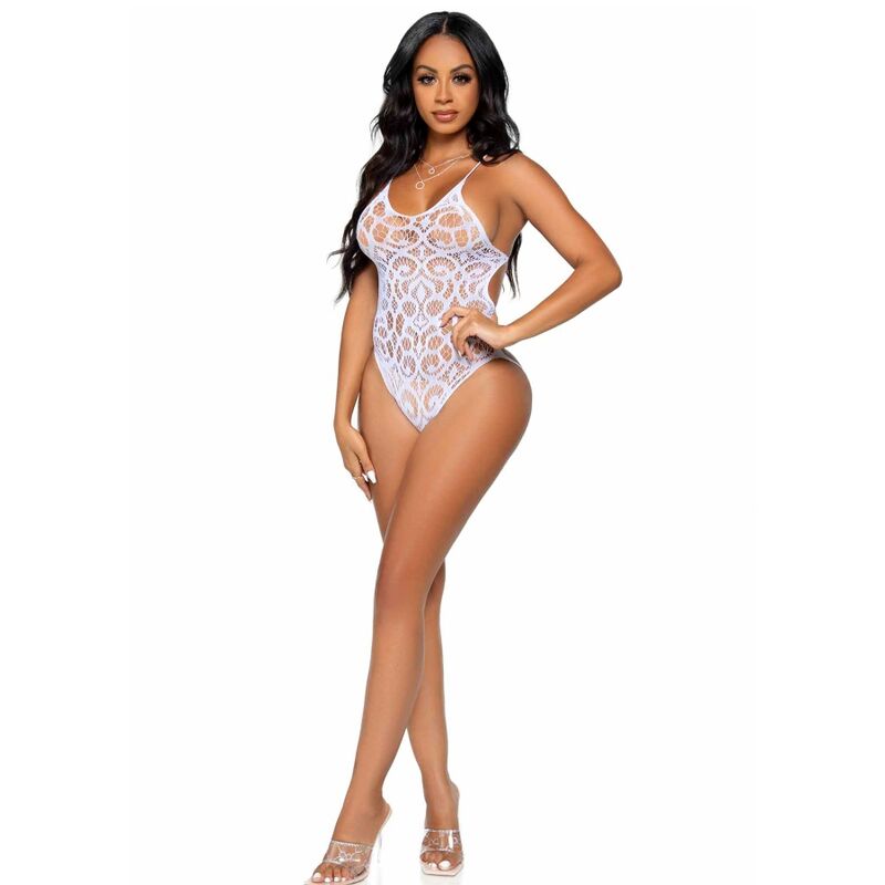 LEG AVENUE – TEDDY EN DENTELLE SANS COUTURES – BLANC
