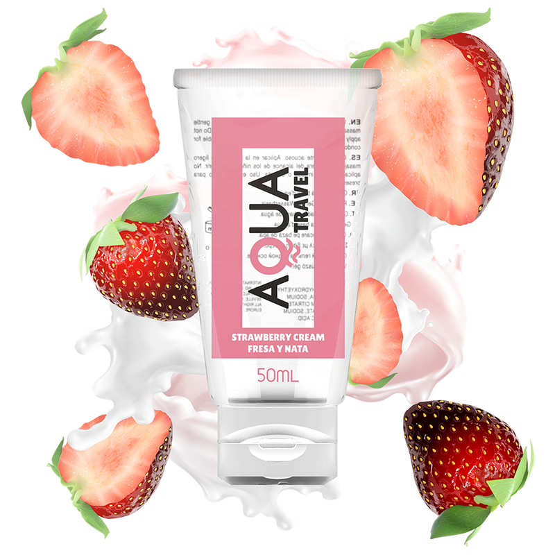 AQUA TRAVEL – LUBRIFIANT À BASE D »EAU SAVEUR CRÈME DE FRAISE – 50 ML