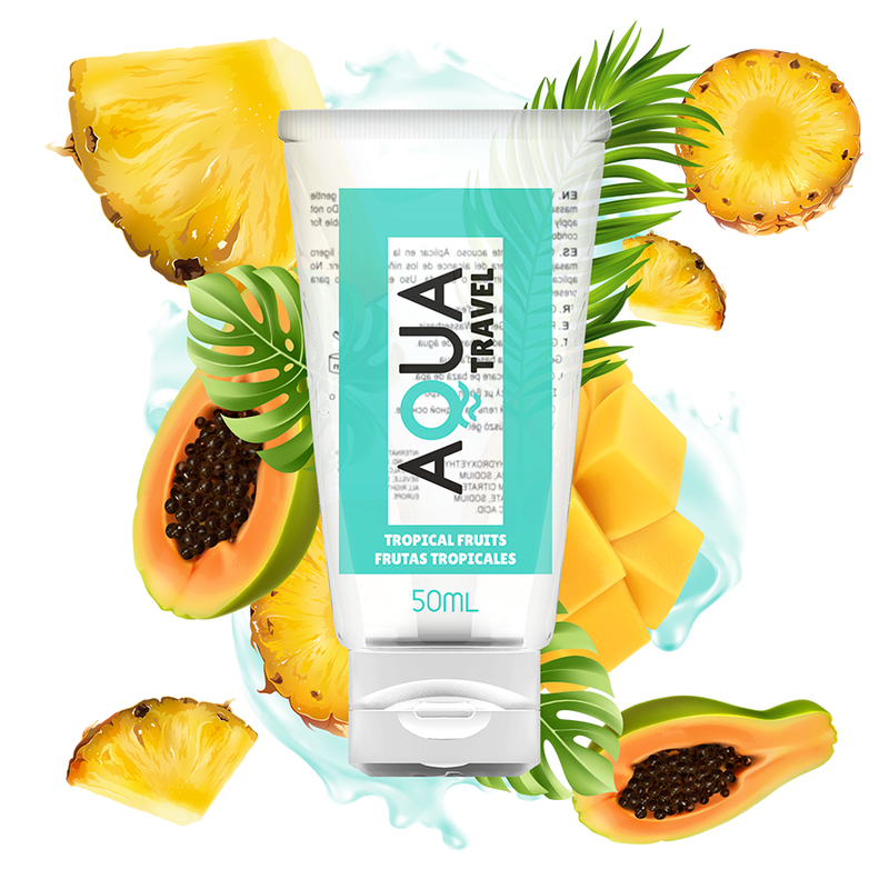 AQUA TRAVEL – SAVEUR LUBRIFIANT A BASE D »EAU FRUITS TROPICAUX – 50 ML