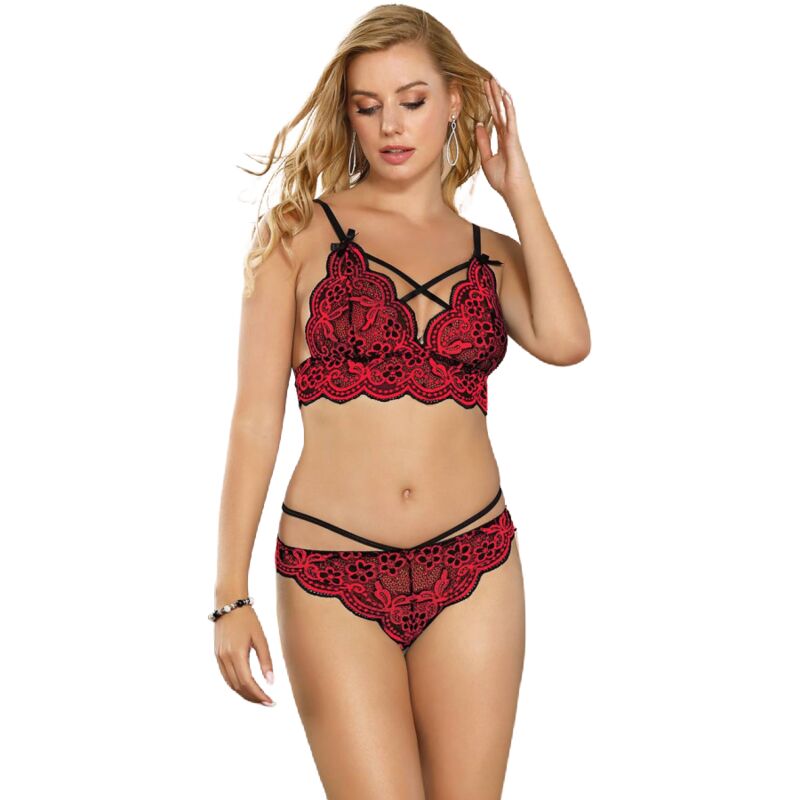 SUBBLIME – SET ENSEMBLE DEUX PIÈCES TOP ET CULOTTE EN DENTELLE S/M
