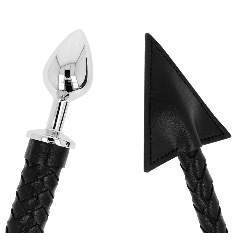 OHMAMA FETISH DEVIL »S TAIL CUIR  MÉTAL PLUG ANAL 7 CM