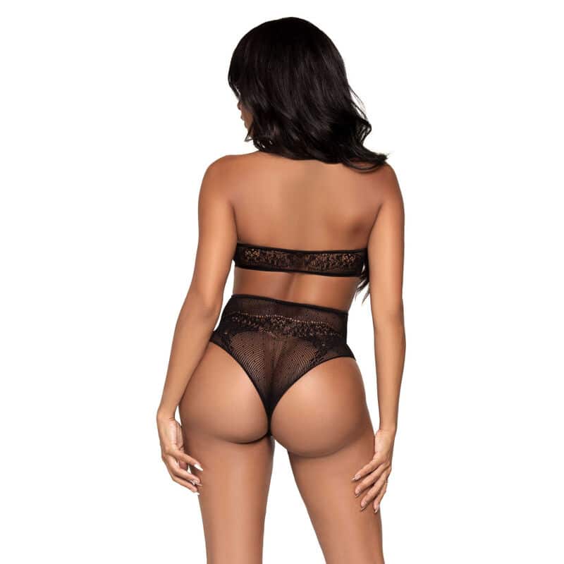 LEG AVENUE – ENSEMBLE DEUX PIÈCES HALTER CROP TOP  THONG CULOTTE TAILLE UNIQUE