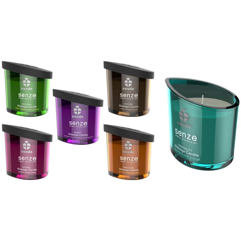 SWEDE – BOUGIE DE MASSAGE SWEEDE SENZE TRANQUILITY MENTHE VERTE, ROSE, ORANGE