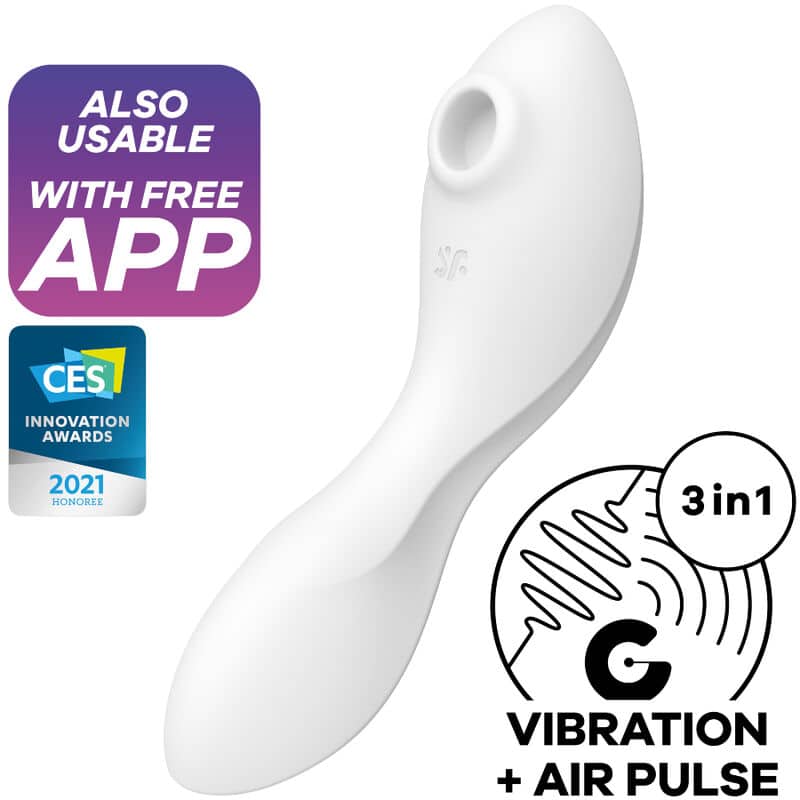 SATISFYER CURVY TRINITY 5 AIR PULSE STIMULATOR  VIBRATOR APP – WHITE