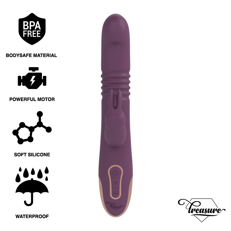 TREASURE – BASTIAN RABBIT UP  DOWN, ROTATEUR ET VIBRATEUR COMPATIBLE AVEC LA TECHNOLOGIE SANS FIL WATCHME