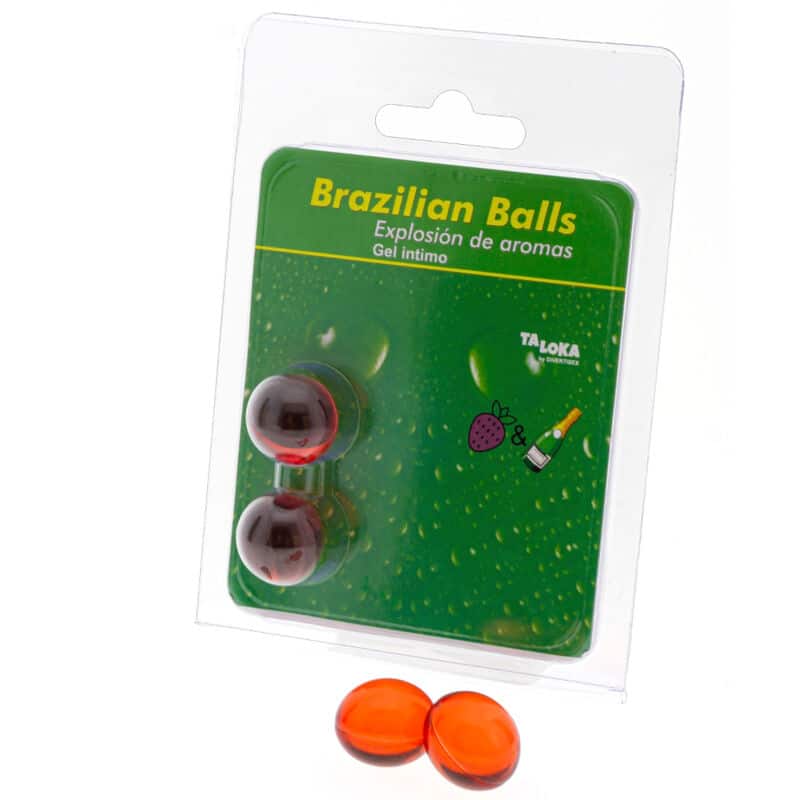 TALOKA – 2 BOULES BRÉSILIENNES GEL INTIME FRAISES  CHAMPAGNE