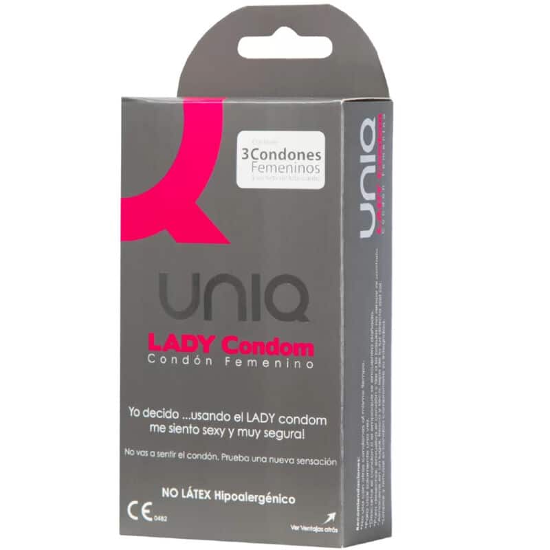 UNIQ – LADY CONDOM PRÉSERVATIFS FÉMININS SANS LATEX AVEC PORTE-JARRETELLES 3 UNITÉS