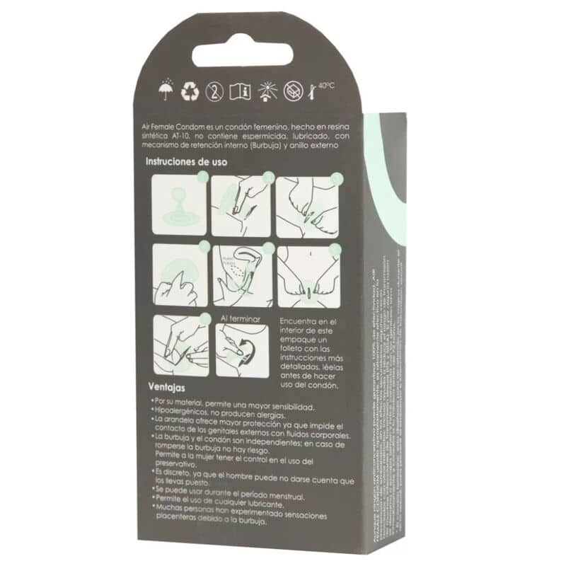 UNIQ – AIR PRÉSERVATIF FÉMININ SANS LATEX 3 UNITÉS