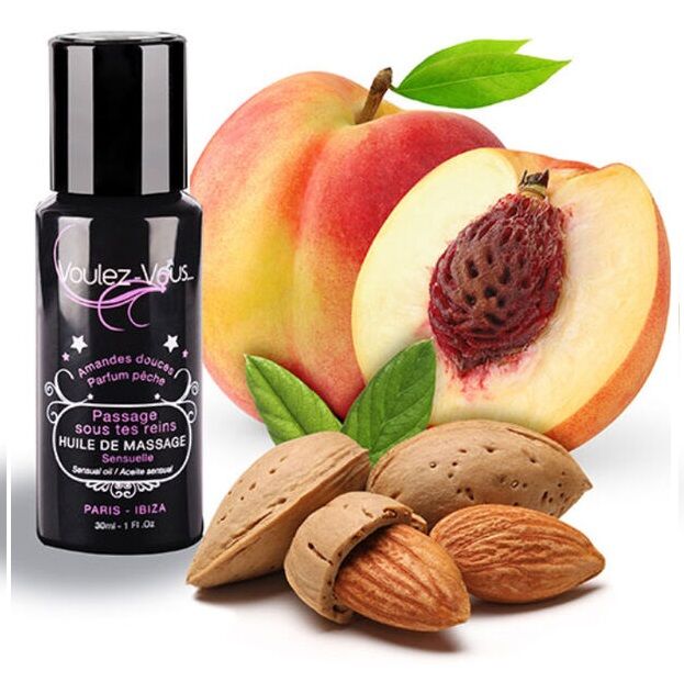 VOULEZ-VOUS – HUILE DE MASSAGE SENSUELLE – AMANDES DOUCES  PÊCHE 30 ML