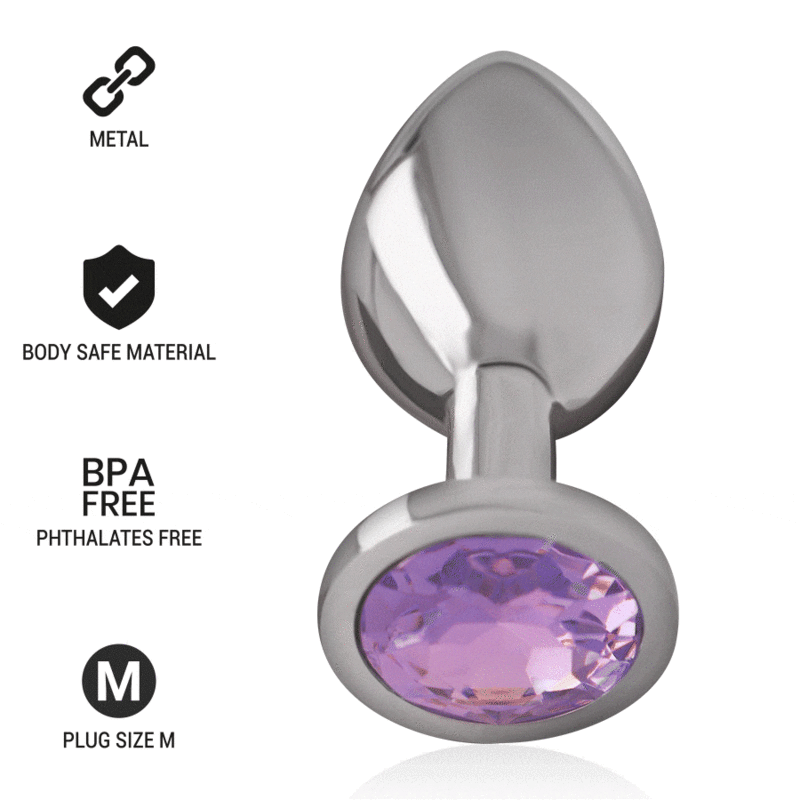 INTENSE – PLUG ANAL EN MÉTAL ALUMINIUM AVEC CRISTAL VIOLET TAILLE M