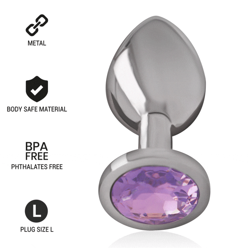 INTENSE – PLUG ANAL EN MÉTAL ALUMINIUM AVEC CRISTAL VIOLET TAILLE L