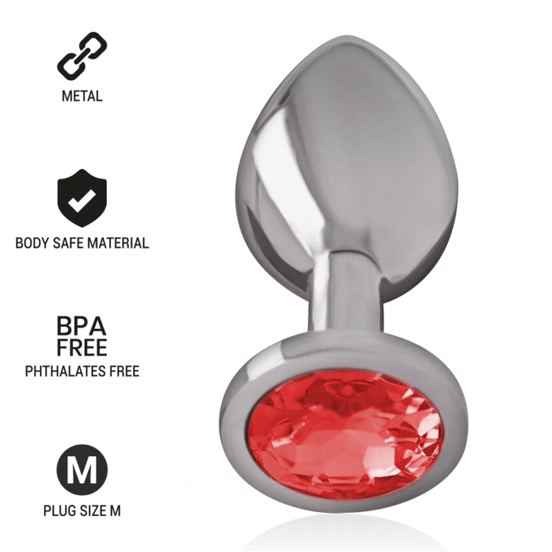 INTENSE – PLUG ANAL EN MÉTAL AVEC CRISTAL ROUGE TAILLE M