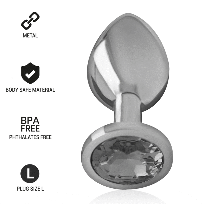 INTENSE – PLUG ANAL EN MÉTAL ALUMINIUM AVEC VERRE NOIR TAILLE L