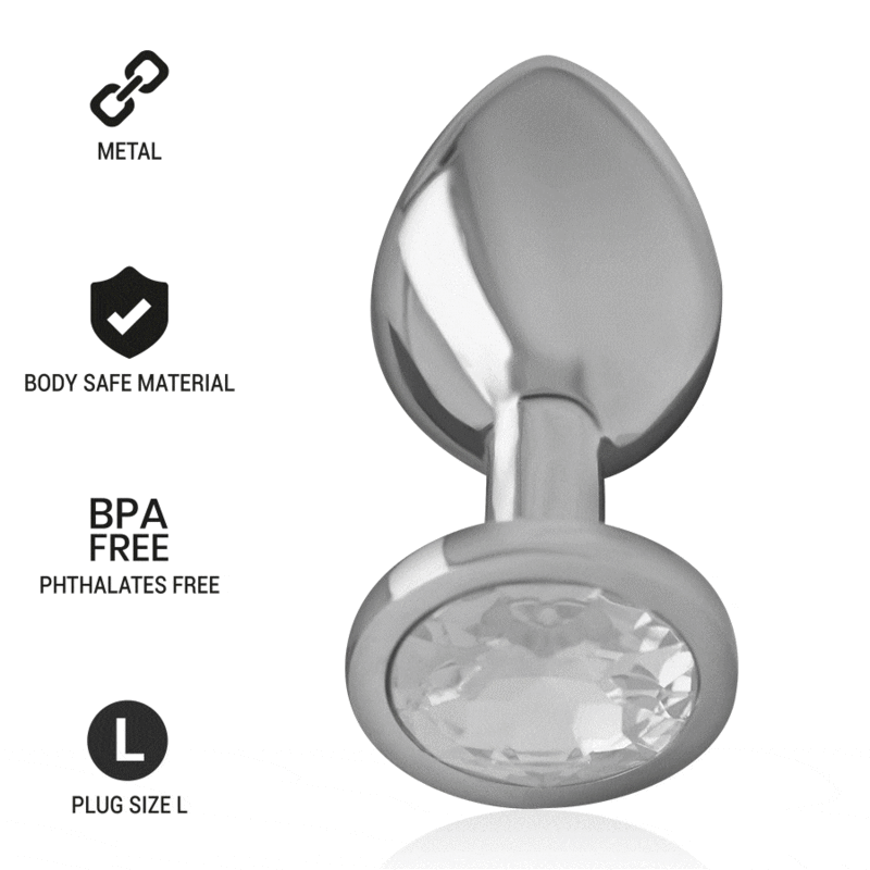 INTENSE – PLUG ANAL EN MÉTAL ALUMINIUM AVEC CRISTAL DARGENT TAILLE L