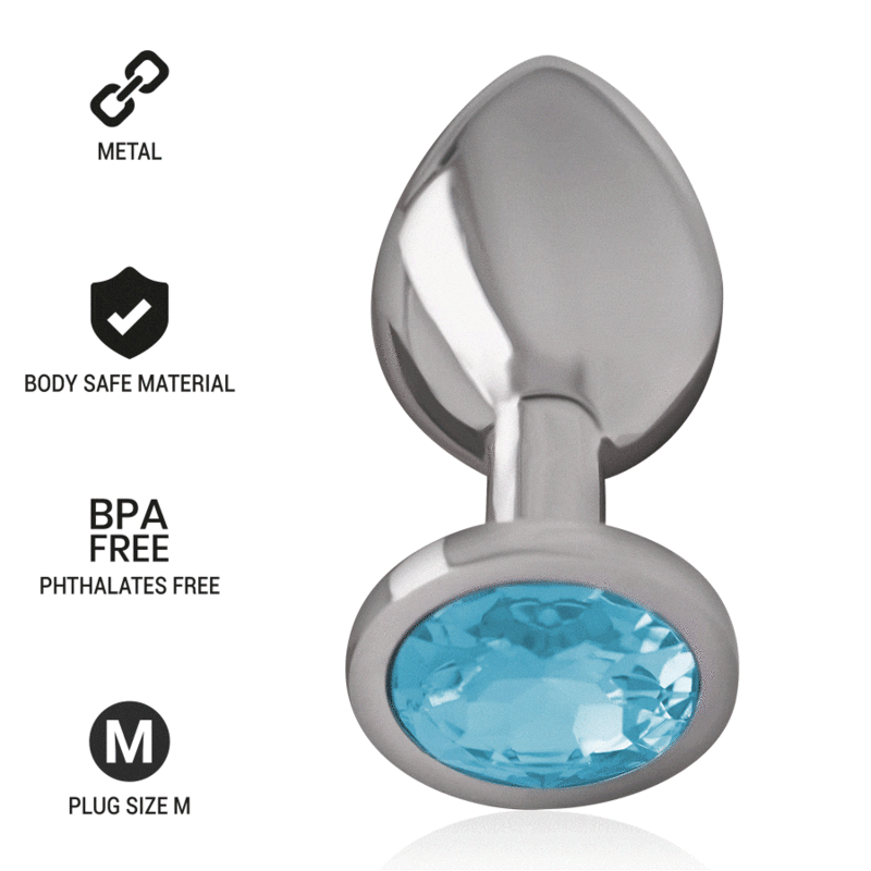 INTENSE – PLUG ANAL EN MÉTAL ALUMINIUM AVEC VERRE BLEU TAILLE M