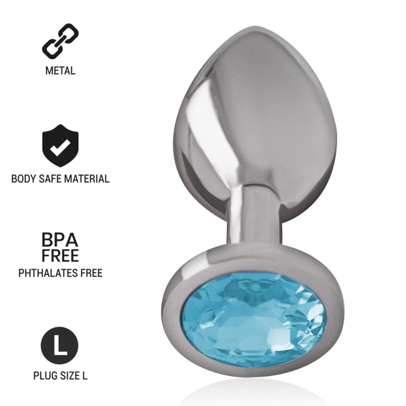 INTENSE – PLUG ANAL EN MÉTAL ALUMINIUM AVEC CRISTAL BLEU TAILLE L