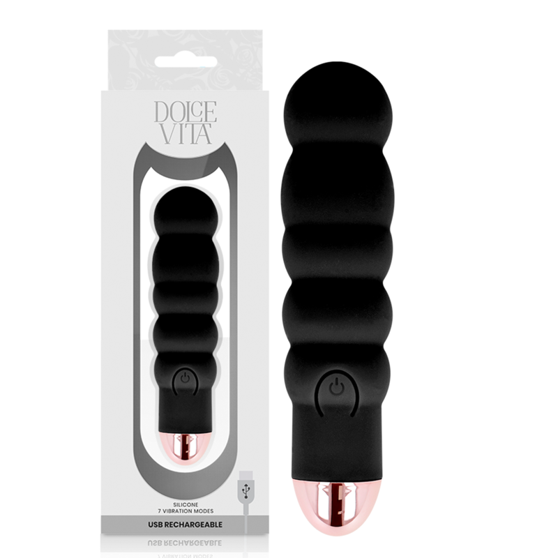 DOLCE VITA – VIBRATEUR RECHARGEABLE SIX NOIR 7 VITESSES