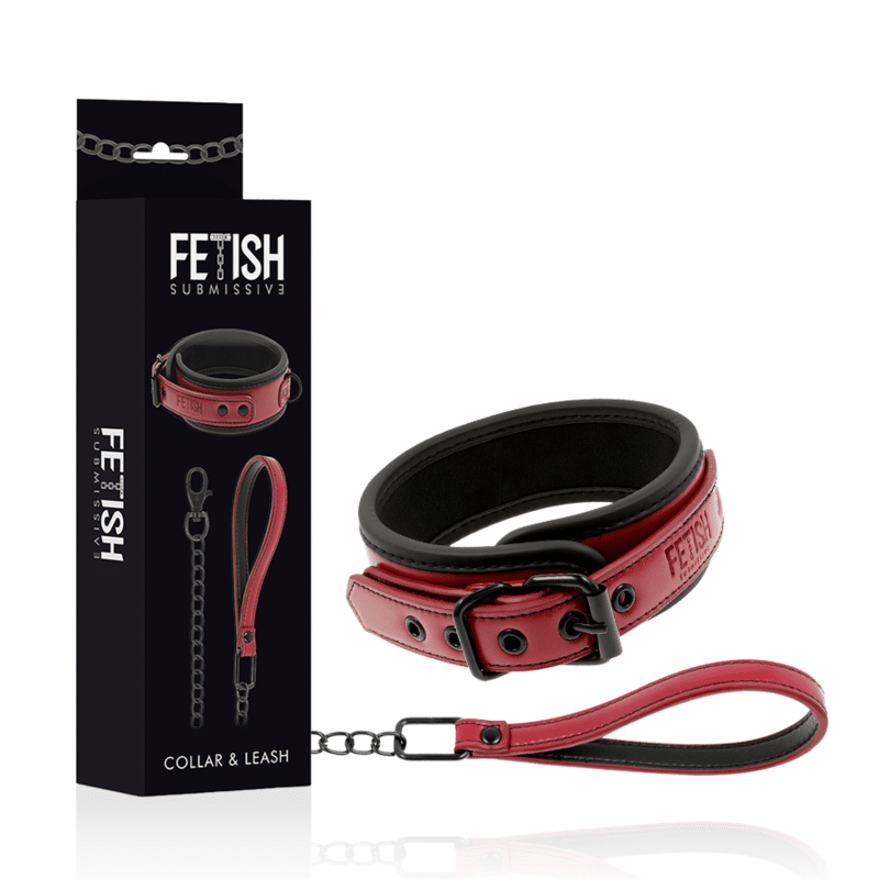 FETISH SUBMISSIVE DARK ROOM – COLLIER CHAÎNE DOUBLURE EN NÉOPRÈNE