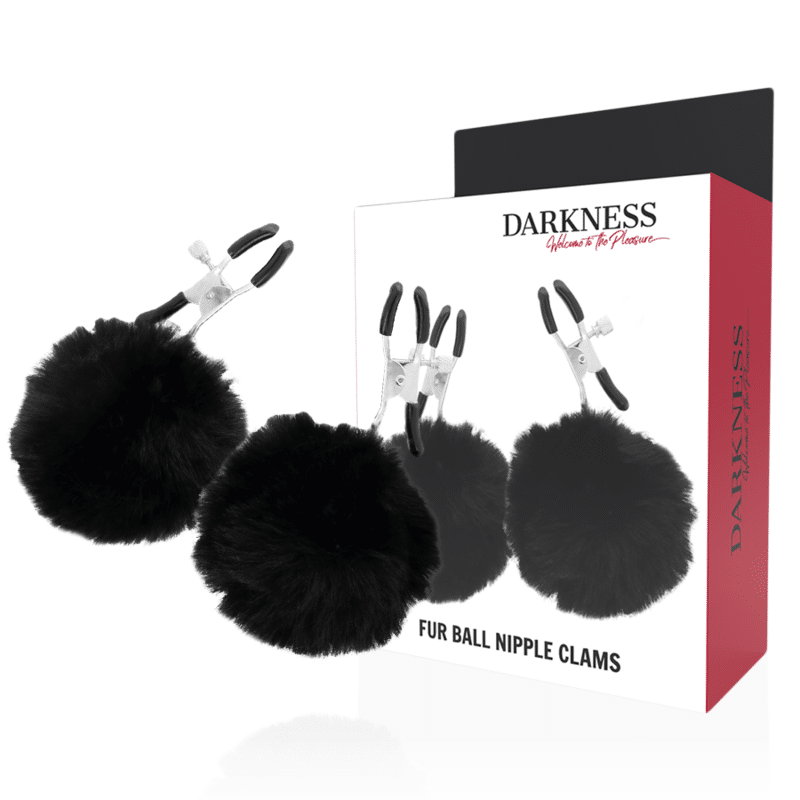 DARKNESS – PINCES À TÉTONS AVEC POM POMS 1