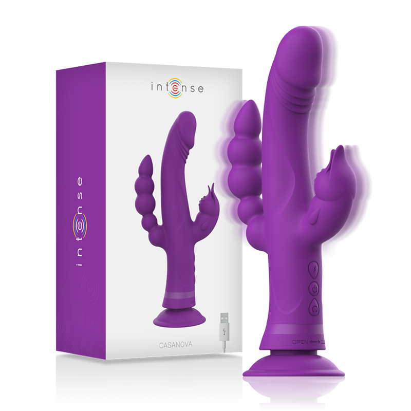 INTENSE – VIBRATEUR EN SILICONE CASANOVA RABBIT TRIPLE MOTEUR VIOLET