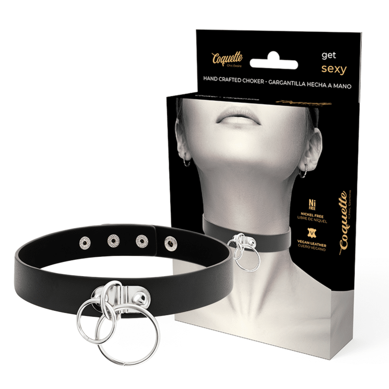 COQUETTE – CHIC DESIRE RAS DE COU DOUBLE ANNEAU EN CUIR VÉGAN