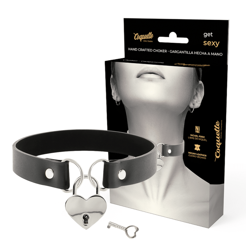 COQUETTE – CHIC DESIRE COLLIER EN CUIR VEGAN AVEC ACCESSOIRE COEUR AVEC CL?