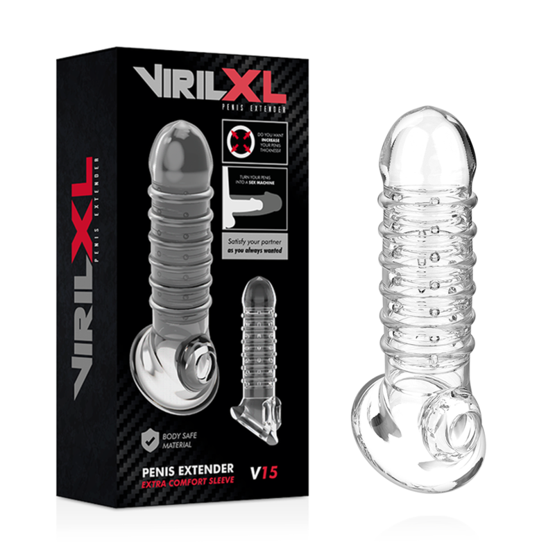 VIRILXL – EXTENSION DE PÉNIS ET GAINE V15 TRANSPARENTE