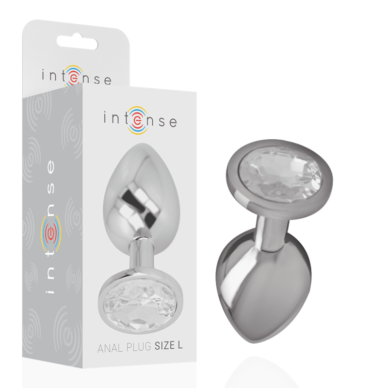 INTENSE – PLUG ANAL EN MÉTAL ALUMINIUM AVEC CRISTAL DARGENT TAILLE L
