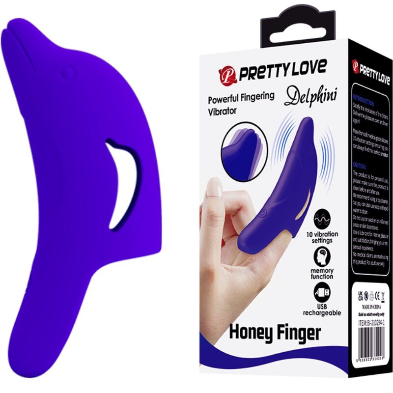 PRETTY LOVE – PUISSANT STIMULATEUR DE DOIGTS BLEU FONCÉ DELPHINI