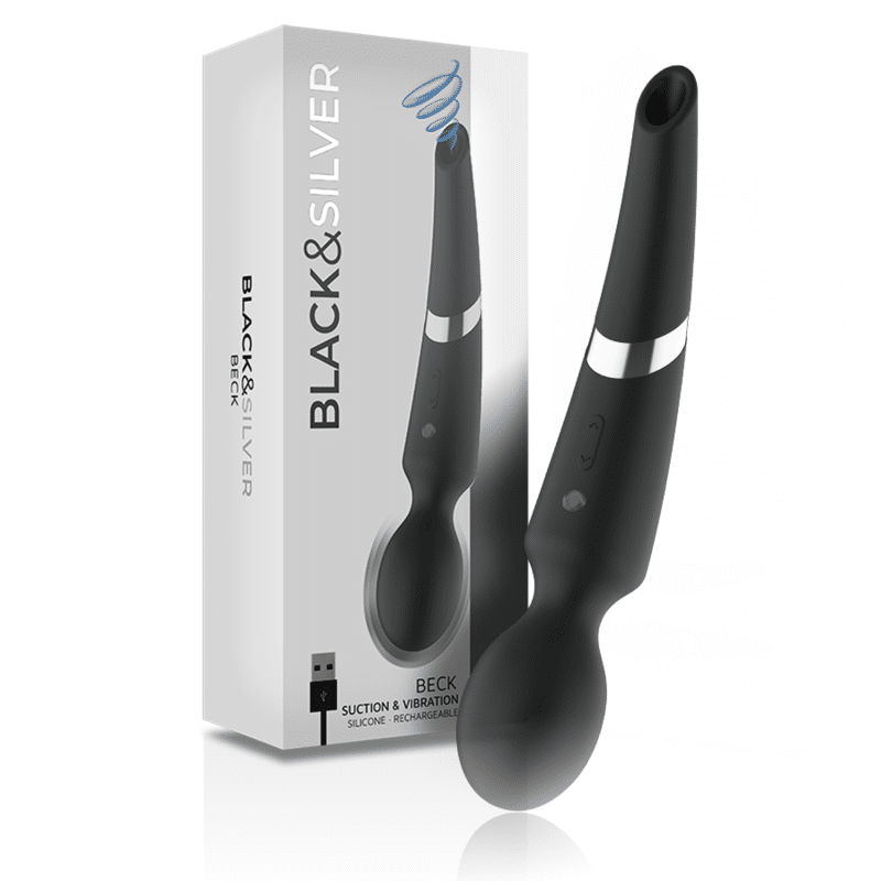 BLACKSILVER – MASSEUR ET ASPIRATION RECHARGEABLE EN SILICONE BECK NOIR