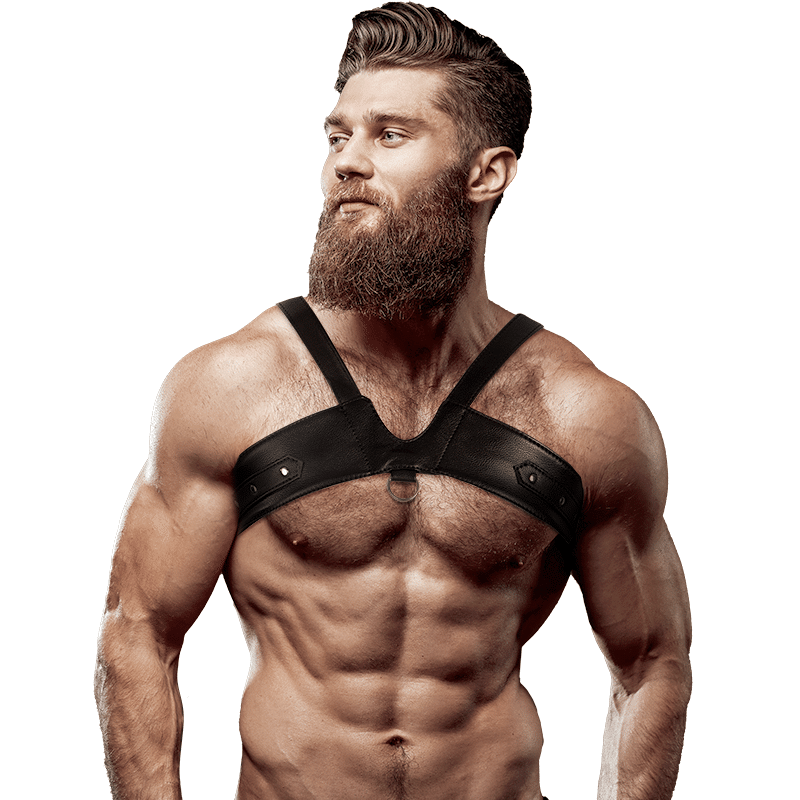 FETISH SUBMISSIVE ATTITUDE – HARNAIS POITRINE EN CUIR ÉCOLOGIQUE BRIGADE POUR HOMMES