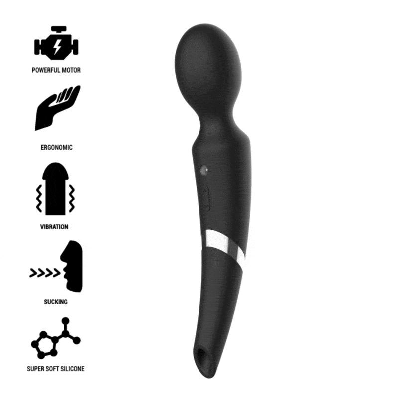 BLACKSILVER – MASSEUR ET ASPIRATION RECHARGEABLE EN SILICONE BECK NOIR