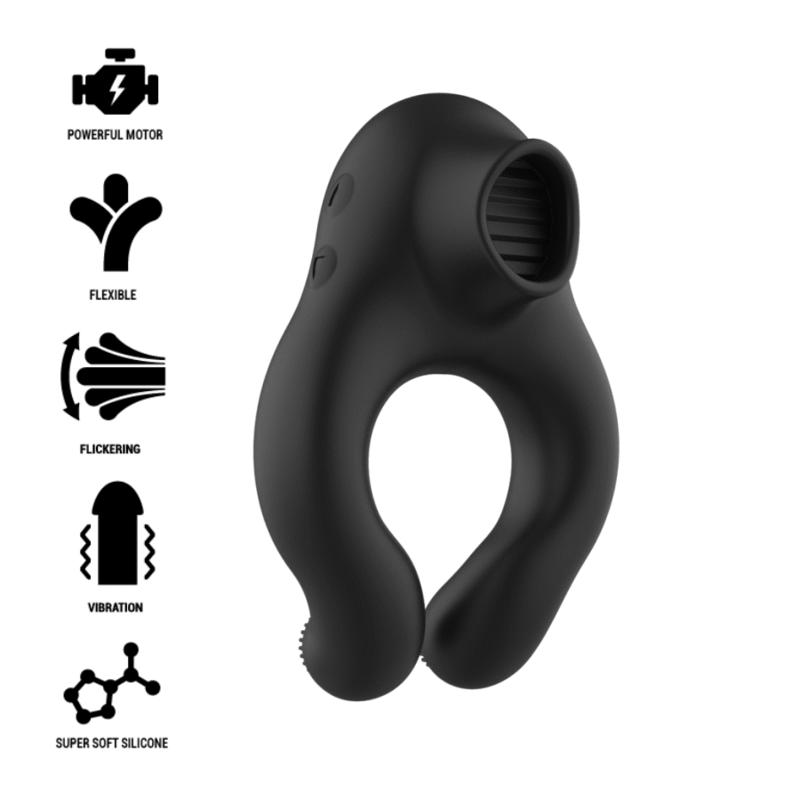 BLACKSILVER – ANNEAU VIBRATEUR EN SILICONE 3 MOTEURS RECHARGEABLE NOIR