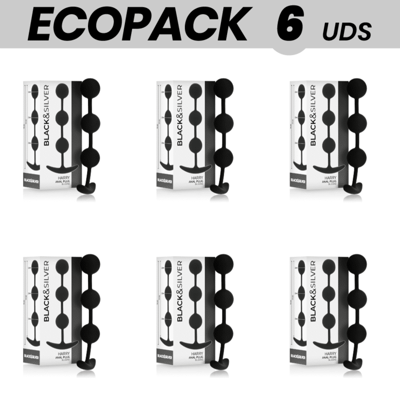 ECOPACK 6 UNITÉS – CHAÎNE DE BALLES ANAL HARRY BLACKSILVER 14 CM
