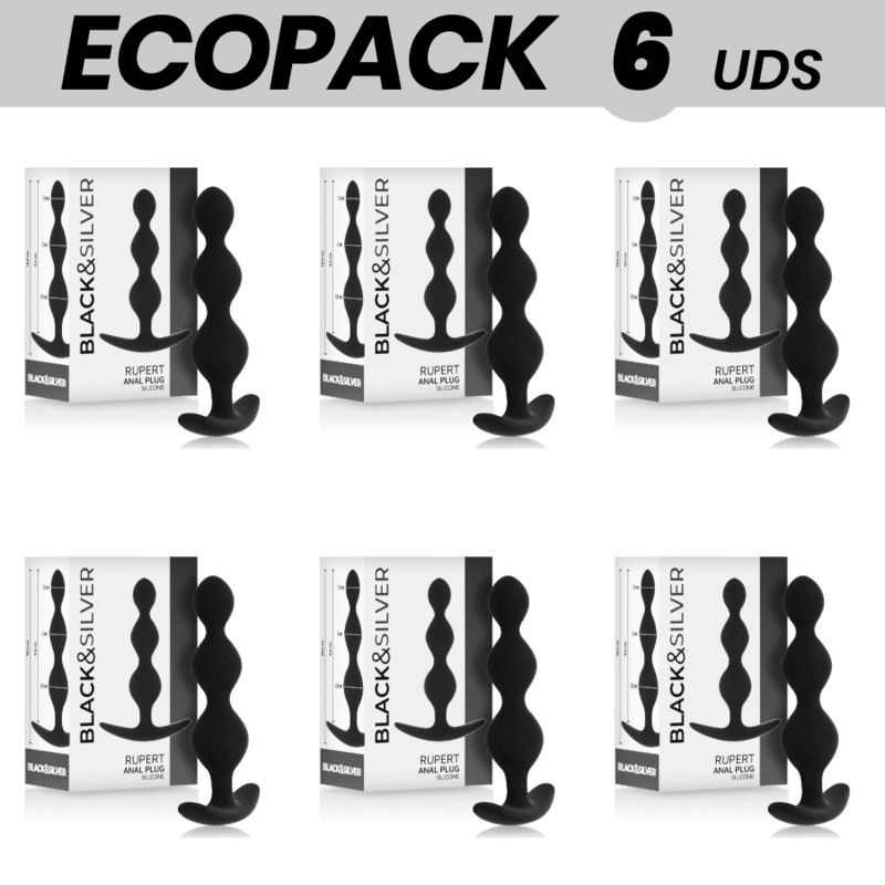 ECOPACK 6 UNITÉS – CHAÎNE  BILLES ANAL RUPERT BLACKSILVER 10 CM