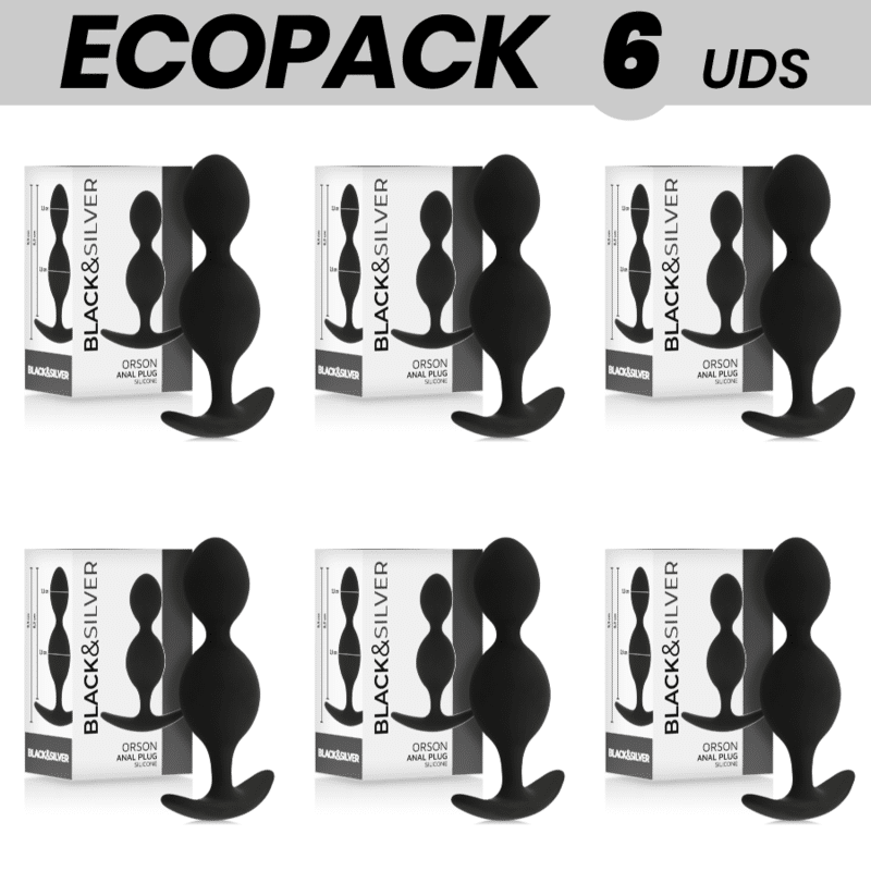 ECOPACK 6 UNITÉS – CHAÎNE  BILLES ANAL ORSON BLACKSILVER 9 CM