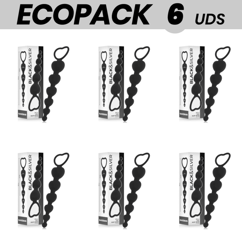 ECOPACK 6 UNITÉS – CHAÎNE COEUR ANAL BLACKSILVER MILA 18 CM