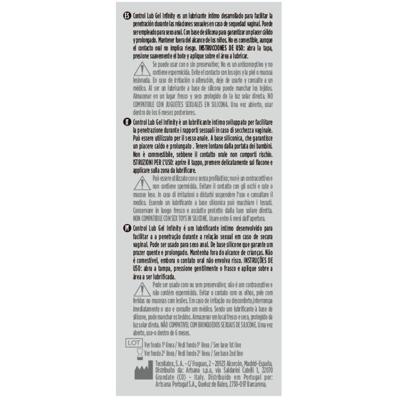 CONTROL – LUBRIFIANT  BASE DE SILICONE INFINITY 75 ML