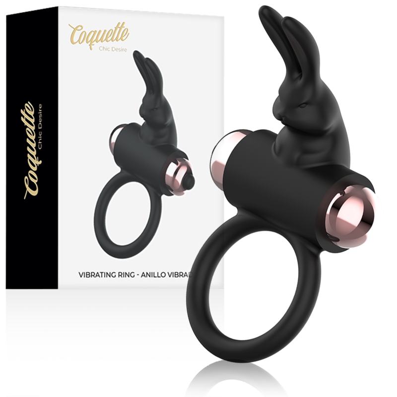 COQUETTE TOYS – COCKRING AVEC VIBRATEUR NOIR/ OR