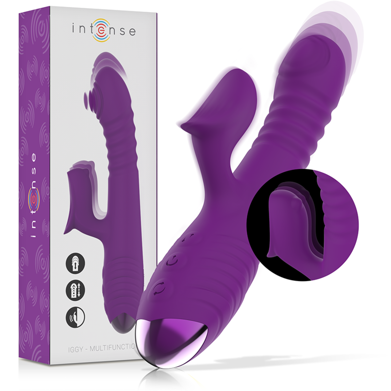 INTENSE – VIBRATEUR RECHARGEABLE MULTIFONCTION IGGY UP  DOWN AVEC STIMULATEUR CLITORAL VIOLET