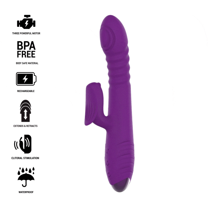 INTENSE – VIBRATEUR RECHARGEABLE MULTIFONCTION IGGY UP  DOWN AVEC STIMULATEUR CLITORAL VIOLET