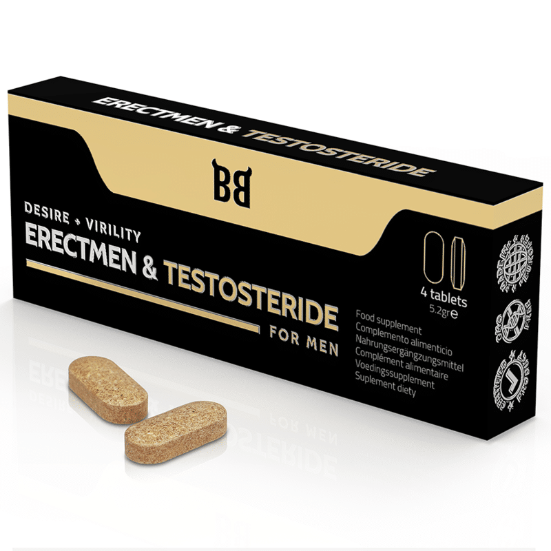 BLACK BULL – ERECTMEN  TESTOSTERIDE PUISSANCE ET TESTOSTÉRONE POUR HOMMES 4 GÉLULES